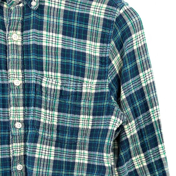 J.Crew Blue & Green Plaid Slim Fit Cotton Flannel Button Up Shirt sz S - Picture 3 of 6
